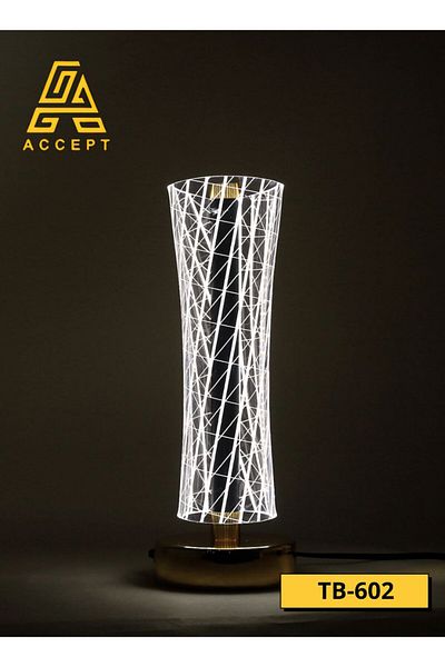 ACCEPT Table lamp with three lights, white, yellow and solar, gold metal base