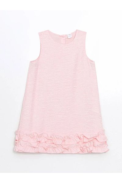 LC Waikiki Lcw Kids Pink Crew Neck Cotton Girls' Dress