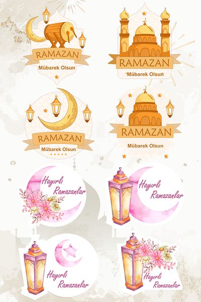 Grafikup مجموعة ملصقات رمضان - ملصق ذاتي اللصق بتصميم رمضان مع قطع خاص 4x4 سم 96 قطعة