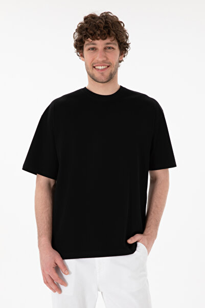 U.S. Polo Assn. Erkek Comfort Fit Bisiklet Yaka Siyah Merserize Basic Tişört 50313089-VR046