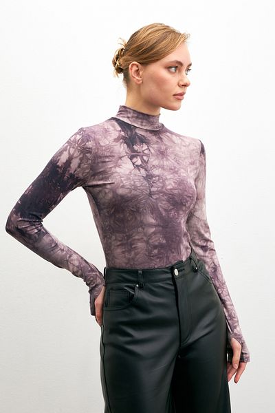 Yefrastore Lilac Tie Dye Patterned Body with Finger Detail