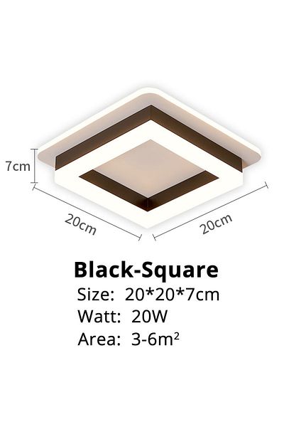 QIYIMEI Three Colors Square-20cm-black Modern Led Chandelier Indoor Lighting For Corridor Hallway Surface Mo
