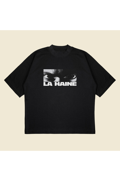 PURE POWER La Haine cu imprimeu supradimensionat Bumbac unisex țesătură groas...