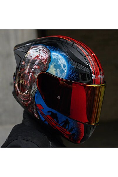 LS2 Rapıd 2 Race Zombıe Kapalı Motosiklet Kaskı Kırmızı Camlı