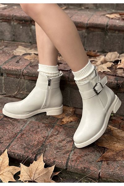 KAZAX Wennes Beige Leather Heeled Boots