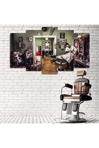 EVLOYA Vintage Barber Lounge - 5 Parçalı Berber Tablo