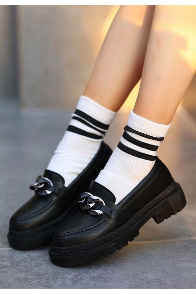 melfxxl eticaret Biga Black Leather Shoes