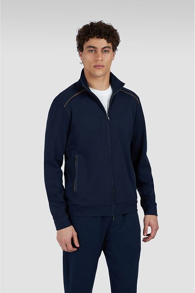 PAUL&SHARK Men's Regular Fit Stand Collar Zippered Long Sleeve Navy Blue Sweatshirt 25411822 -013
