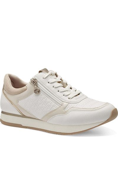 Tamaris Damen Kısa Spor Ayakkabı Kısa 1-23603-42 Bej 147 Kırık Beyaz Tarak Lederimitat/ Textil