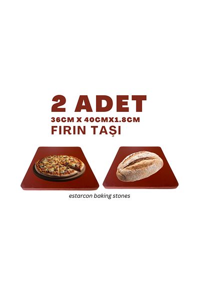 EstarconBakingStone 2 Pieces 36Cmx40Cmx1.8Cm Baking Stone Pizza Stone Baking Stone Bread Stone