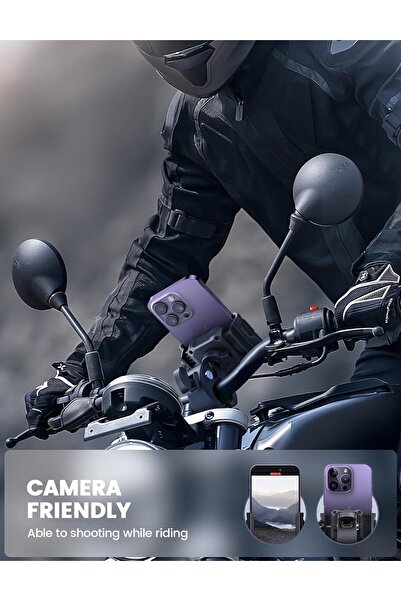 Lamicall Motorcycle Phone Mount Holder - Camera Friendly, 1s Lock, Handlebar Clamp