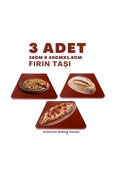 EstarconBakingStone 3Pcs 36Cmx40Cmx1.8Cm Baking Stone Pizza Stone Baking Stone Bread Stone