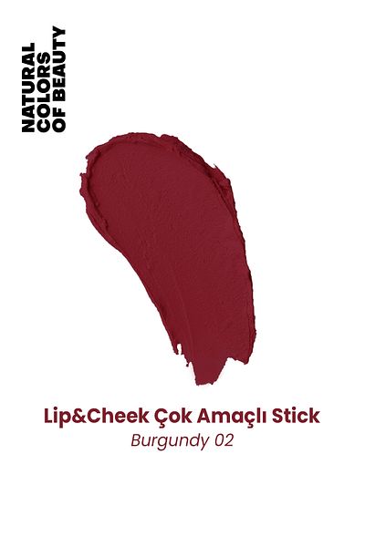 Bade Natural Lip & Cheek Burgundy 02 Multi-Purpose Stick 100% Natural