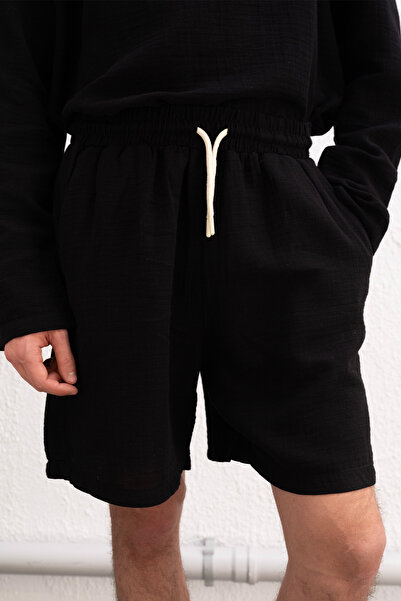 GIESTO Black Shorts with Belt