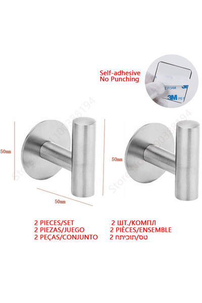 Choice Hook silver 2PCS Set Wall Mount Toilet Towel Paper Holder Adhesive Black Silver Kitchen Roll Paper S