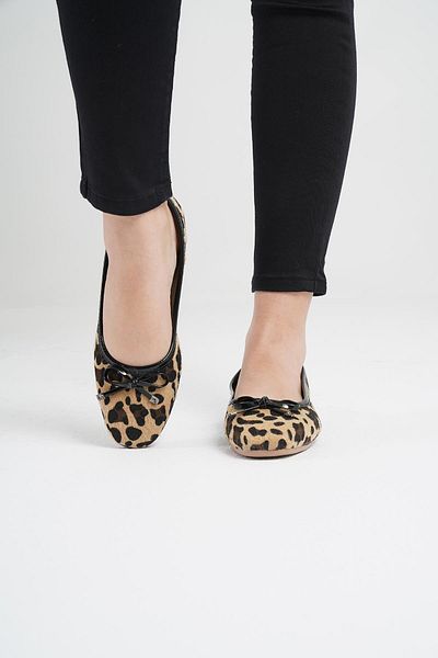 Beyond Béžová balerína sedák dámská leopardí vzor Semišová balerína BYNDBLRN01