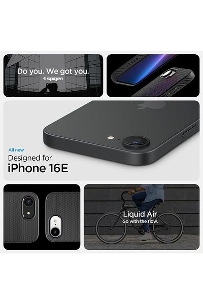 Spigen Liquid Air designed for iPhone 16E case cover (2025) - Matte Black