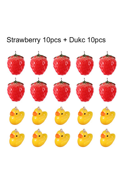 Choice مجموعة من 20 قطعة من 10 قطع من حلي الفراولة المقلدة المصنوعة من الراتي...