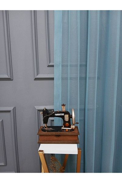 Taç Farbateks Planting Cemre Plain Plain Knitted Mint Colored Ironing Will Not Ask 3 Layer Pleated Tulle Curtain