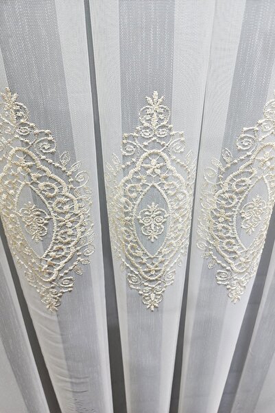 farbateks Χρυσό Μοντέλο Istanbul Damaskalı Salon - Κουρτίνα από πλισέ τούλι 3 στρώσεων