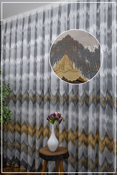 farbateks Model în zig-zag Harmony, tul galben închis, design nou, perdea din...