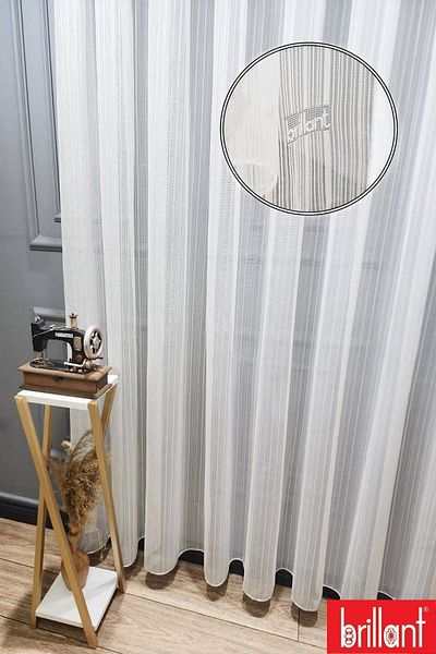 Brillant Farbateks Modern 2layer Tulle Curtain - Sewing Knitted Striped