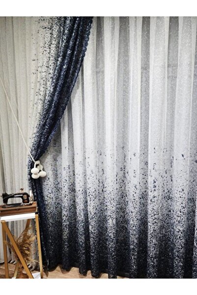 farbateks Синій Серпінті Новий дизайн Правий/Лівий комплект Тюлева завіса