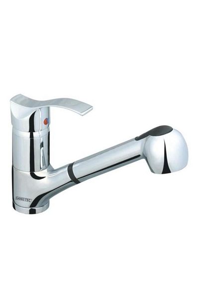 SANITEC Baterie cu dus pentru bucatarie Sanitec SN0012, monocomanda, finisaj lucios, inox
