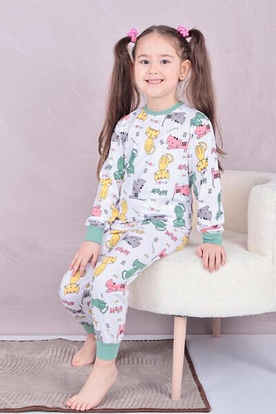 Mutlu City Set pijamale pentru fete 100% bumbac 1810-verde mentă