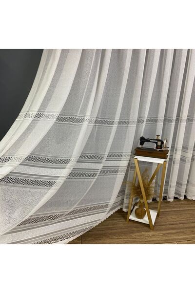 farbateks Νέος σχεδιασμός Paris White 2 στρώσεων πλισέ κουρτίνα από τούλι - με διαχωριστικό λουράκι