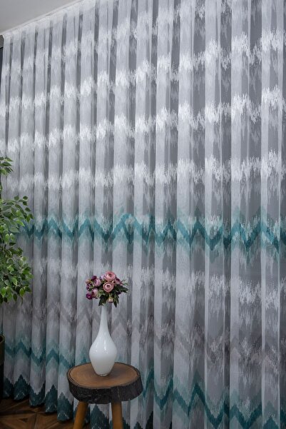 farbateks Harmony Turquoise Colored Zigzag Patterned 1/3 Layer Pleated Tulle ...