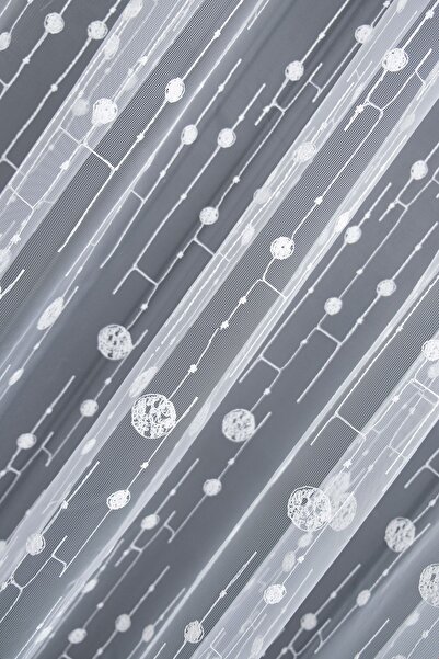 farbateks Σχέδιο με 3 πτυχές με σχέδιο στρογγυλού κύκλου, κεντημένη κουρτίνα από τούλι