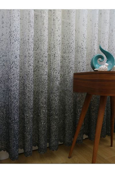 farbateks New Design Gray Anthracite Smoked Tulle Curtain Sprinkled Pattern Tulle 2 Layers Pleated