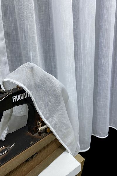 farbateks Rustic Linen Tulle Curtain - White Linen