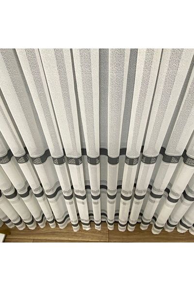 farbateks New Design Paris Anthracite Dark Gray Intermediate Band - 3 Layers Pleated Tulle Curtain