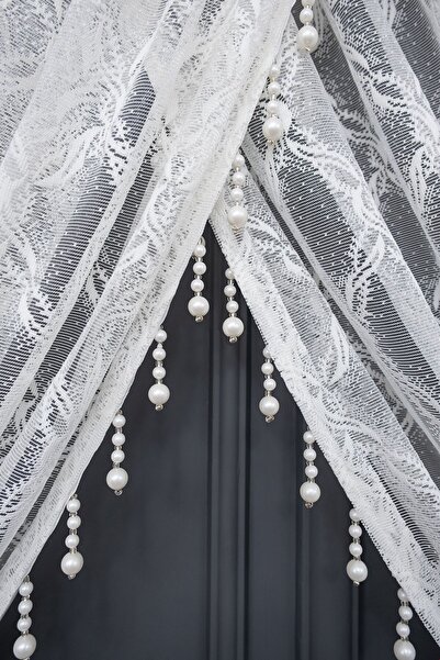 Taç Farbateks Sewing Seher Beaded Double-Breasted Yankee Theater Tulle Curtain