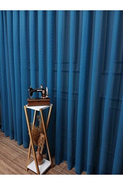 Taç Farbateks Dikim Cemre, simplu, tricotat, culoare petrol, fără călărie, perdea din tul pliat în 3 straturi