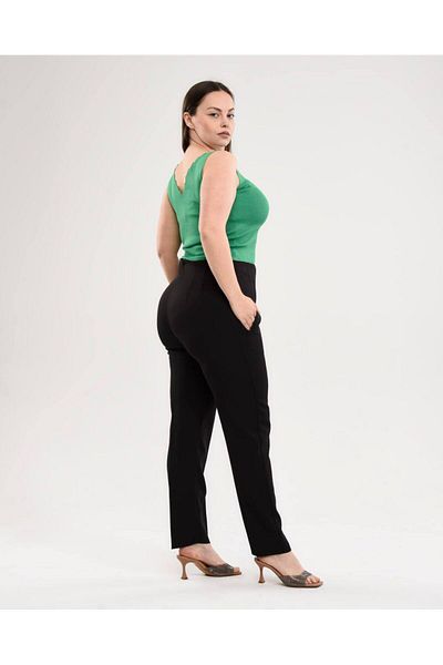 JANSO GROUP -pantaloni de damă de mărime mare, cu picioare înguste, din țesătură dublă