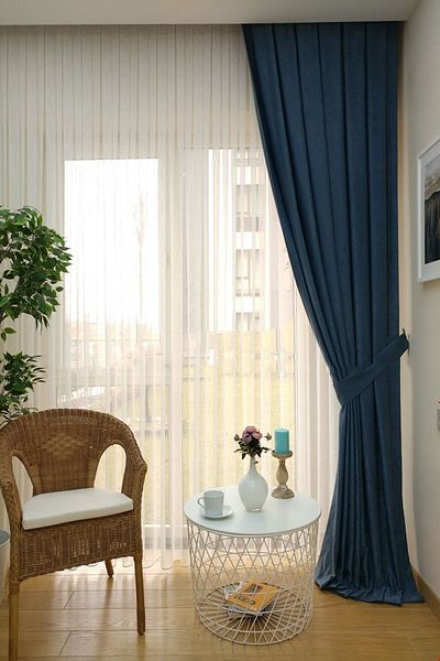 farbateks ستارة خلفية من القماش بلون نيلي مخملي ناعم وناعم وشاح جانبي 1e 3 تصميم أنيق وبسيط