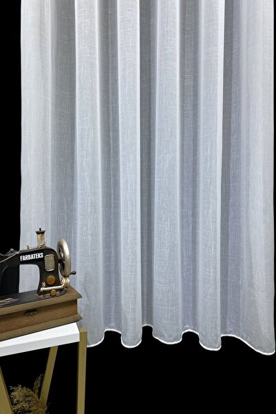 farbateks Rustic Linen Tulle Curtain - White Linen
