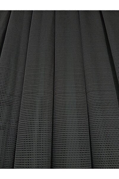 farbateks 2 Layers Pleated Gray Smoked Tulle Kitchen Curtain