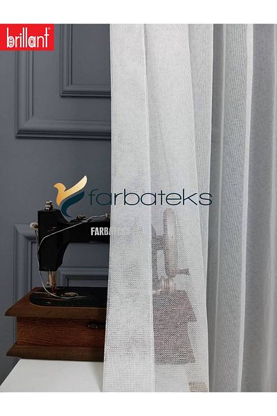Brillant Farbateks Planting - Brillant Frosted, Simple Design 1/2 Layer Pleated Tulle Curtain