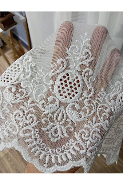 farbateks Bamboo Tulle Curtain - Straight Skirt, Bohre Bottom Embroidered, Doesn'T Want, 2 Layers of Pleated Iron