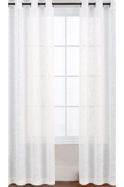 farbateks White Linen Rustic Tulle Curtain Eyelet Curtain Rustic Tulle Curtain