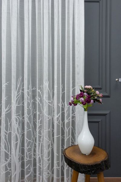 farbateks Bottom Branch Pattern Model Design Does Not Want Iron Non-Wrinkle Tulle 1/2layer Pleated Tulle Curtain