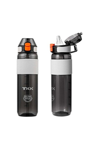 TKK 700 ml Siyah Silikon Pipet Ağızlık Okul Spor ve Kamp İçin Tritan Matara -...