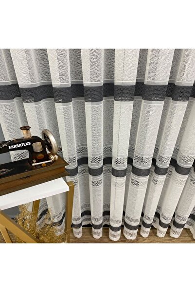 farbateks New Design Paris Anthracite Dark Gray Intermediate Band - 3 Layers Pleated Tulle Curtain