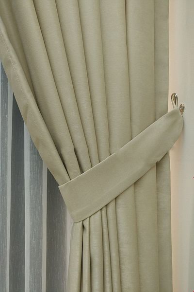 farbateks Background Fabric Curtain Earth Color Velvety Soft Soft Wing Side Curtain 1e 3 Draped Pleat