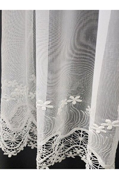 farbateks Skirt Embroidered White Tofinat Model Design Don't Want Ironing 3 Layer Tulle Curtain