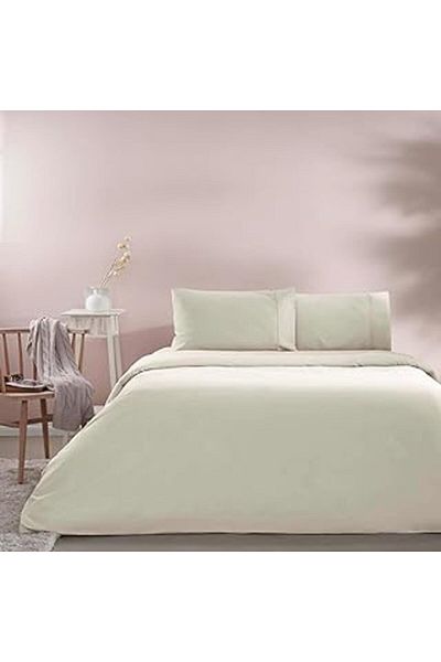 Hepta Collection Taç Cotton Rf Basic Duvet Cover Set Ecru Single